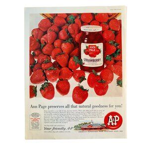 Vintage 1960 Ann Page Your Friendly A&P Strawberry Preserves Advertisement Print